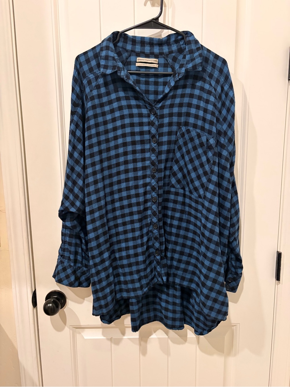 Urban Outfitters Blue and Black Check Button-Down Shirt